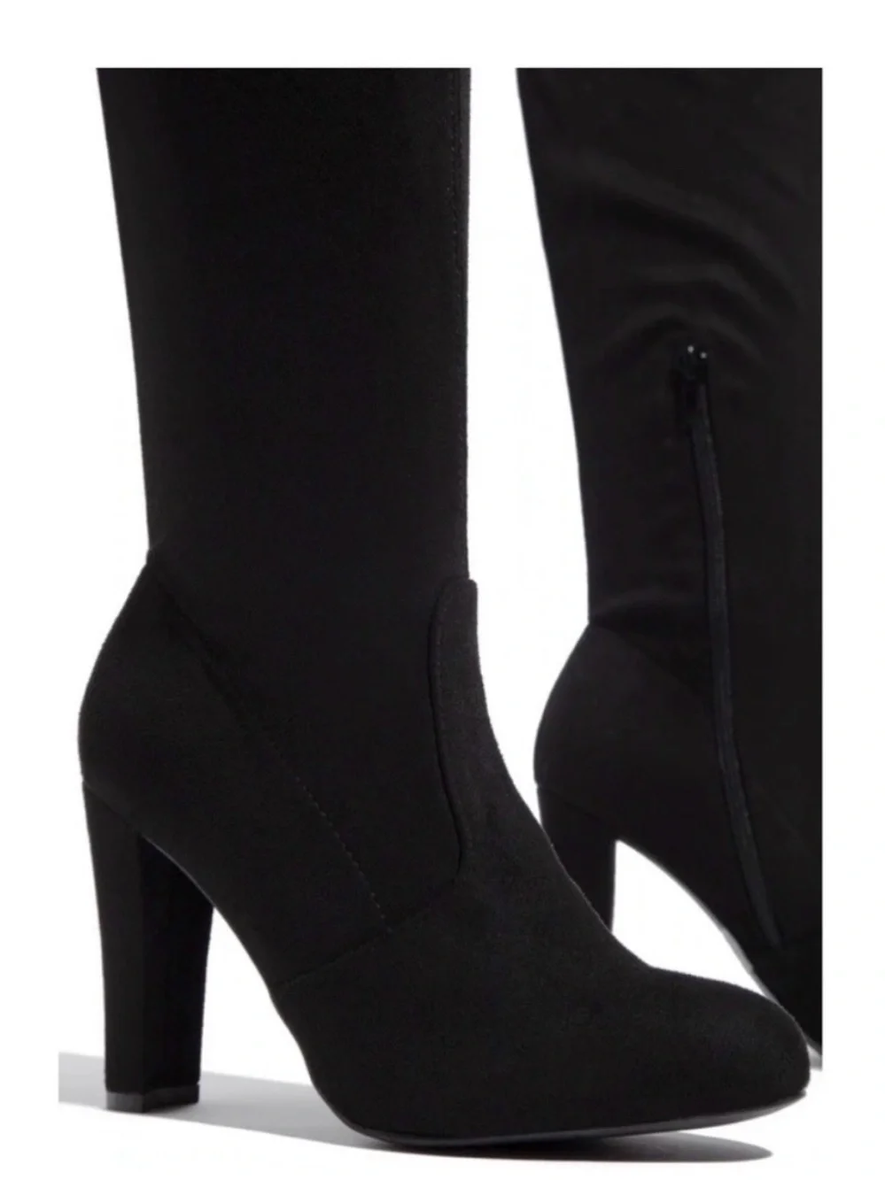 Wild Diva Black Over-the-Knee Suede Heeled Boots - Women, Size 7 (NWOT)